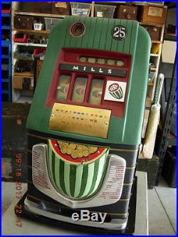 Antique Collectible Mills Watermelon 25c slot machine