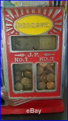 Antique Jennings 1 Cent Coin Op Little Duke Slot Machine Double Jackpot