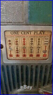 Antique Jennings 1 Cent Coin Op Little Duke Slot Machine Double Jackpot