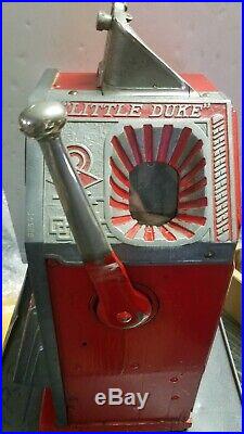 Antique Jennings 1 Cent Coin Op Little Duke Slot Machine Double Jackpot