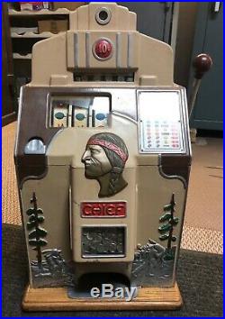 Antique Jennings 10 Cent Indian Chief Slot Machine Working Great With Manual