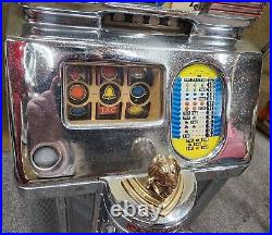 Antique Jennings 10c Club Chief Tic Tac Toe Slot Machine- Nice Chrome Mechanics