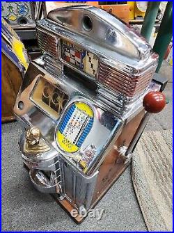 Antique Jennings 10c Club Chief Tic Tac Toe Slot Machine- Nice Chrome Mechanics