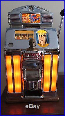 Antique Jennings 25 cent Sun Chief Light up Slot Machine $2,775.00