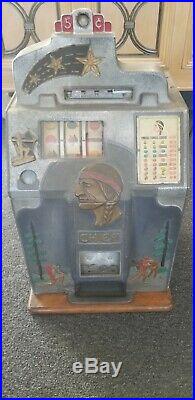 Antique Jennings 5 Cent 4 Star Indian Chief Slot Machine