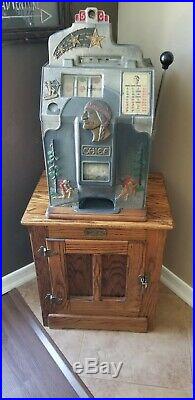 Antique Jennings 5 Cent 4 Star Indian Chief Slot Machine