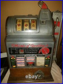 Antique Jennings 5 Cent Coin Op Slot Machine Mint Vendor Beautiful Machine