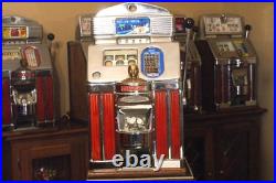 Antique Jennings 5 Cent Slot Machine Red New Frontier Hotel Light Up Star Chief