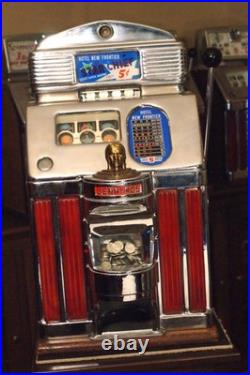 Antique Jennings 5 Cent Slot Machine Red New Frontier Hotel Light Up Star Chief