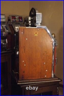 Antique Jennings 5 Cent Slot Machine Red New Frontier Hotel Light Up Star Chief