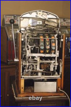 Antique Jennings 5 Cent Slot Machine Red New Frontier Hotel Light Up Star Chief