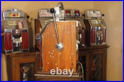 Antique Jennings 5 Cent Slot Machine Red New Frontier Hotel Light Up Star Chief