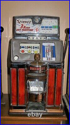 Antique Jennings 5 cent Slot Machine Light Up Stardust Red