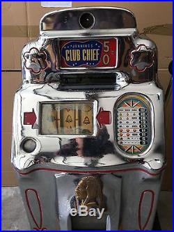 Antique Jennings 50 Cent Indian Chief Slot Machine Nice Rare