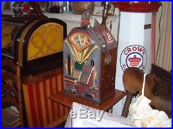Antique Jennings Little Duke Penny Slot Machine Jackpot Payout and stand