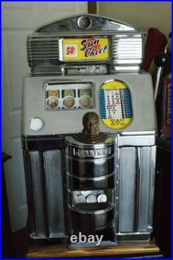 Antique Jennings Sun Chief Solid Front 50 Cent Slot Machine
