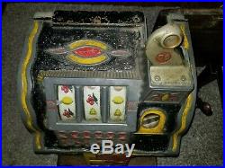 Antique Lion Head Mills Five Cent Slot Machine Original Unrestored Uncleaned