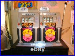 Antique MILLS 10 Cent Double Wide Golden Gate Casino Slot Machines On Stand