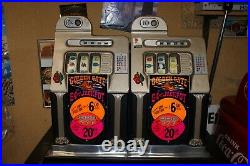 Antique MILLS 10 Cent Double Wide Golden Gate Casino Slot Machines On Stand