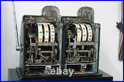 Antique MILLS 10 Cent Double Wide Golden Gate Casino Slot Machines On Stand