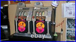 Antique MILLS 10 Cent Double Wide Golden Gate Casino Slot Machines On Stand