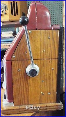 Antique MILLS HI-TOP 25c Cent 3 Reel Manual SLOT MACHINE $50 Jackpot WORKS