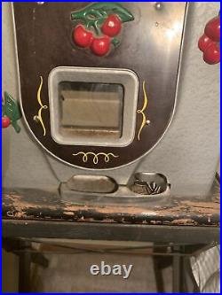 Antique Mills 10 cent Black Cherry Slot Machine Vtg Coin Op Trade Stimulator