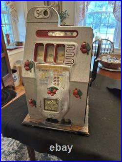 Antique Mills 5 Cent Slot Machine Cherries Not Working but Close