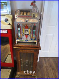 Antique Mills 5 Cent Slot Machine (Fully Restored) with Stand