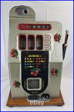 Antique Mills 5 cent Black Cherry Slot Machine Vintage Coin Op Trade Stimulator