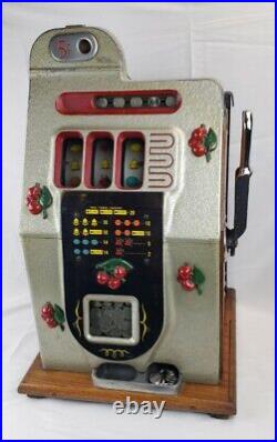 Antique Mills 5 cent Black Cherry Slot Machine Vintage Coin Op Trade Stimulator