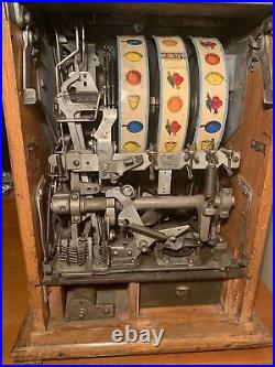 Antique Mills 5 cent CASTLE FRONT Slot Machine Vtg Coin Op Trade Stimulator