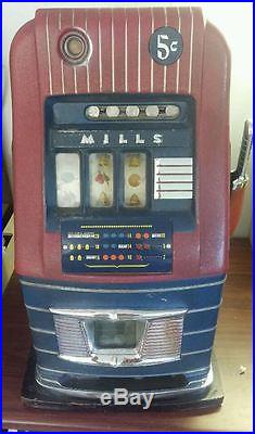 Antique Mills Bell 5 Cent Nickel Slot Machine Excellent Condition Works! 40's