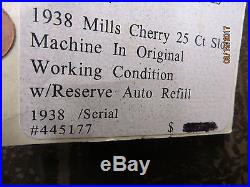 Antique Mills Bursting Cherry 25c Slot Machine Nice Original Condition