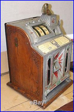 Antique Mills Liberty Bell 5 Cent Mint & Jackpot Front Vendor Slot Machine