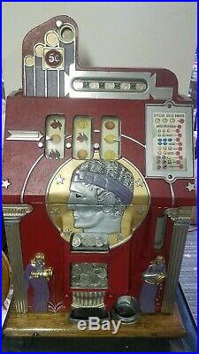 Antique Mills Roman Head 5 Cent Coin Op Slot Machine Original