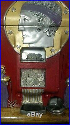 Antique Mills Roman Head 5 Cent Coin Op Slot Machine Original