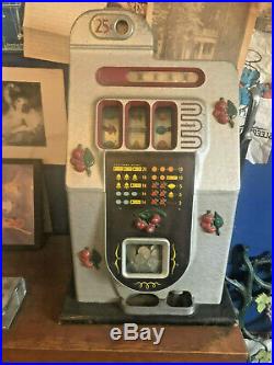 Antique Mills Slot Machine Black Cherry 25c Vegas Working Nice Condition