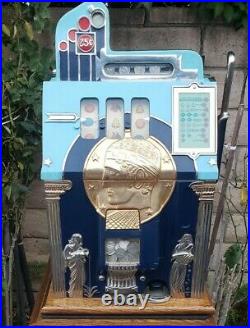 Antique Mills Slot Machine Roman Head 25 Cents Quater Works Excellent
