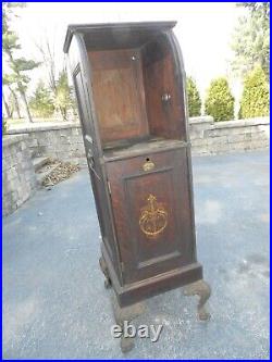 Antique Mills Wood Cabinet Cast Iron Feet Quartoscope Slot Machine Stereoscope