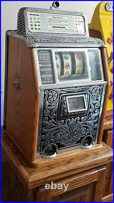 Antique Nickel Slot Machine 1928 Caille Bros Superior Bell Jackpot Art Deco