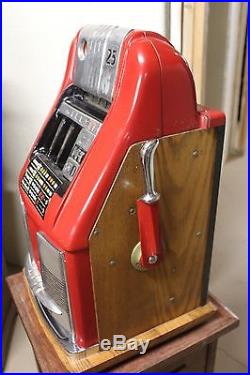 Antique Original 25 cent MILLS 777 Slot Machine 1940s with stand