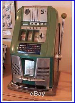 Antique Original MILLS NICKEL SLOT ARCADE Jackpot Gambling Slot Machine 1940s