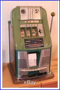 Antique Original MILLS NICKEL SLOT ARCADE Jackpot Gambling Slot Machine 1940s