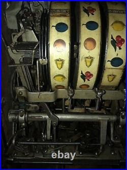 Antique Original Mills 5 Cent Owl Operators Liberty Bell Slot Machine Working