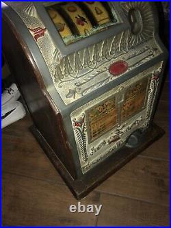 Antique Original Mills 5 Cent Owl Operators Liberty Bell Slot Machine Working