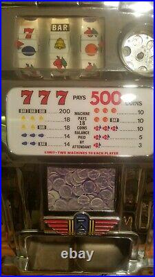 Antique Pace 5 Cent Coin Op 777 Slot Machine Beautiful Machine