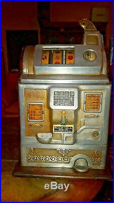 Antique Rock-Ola Nickel Gooseneck Slot Machine Original Condition Works