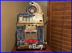 Antique Rol-A-Top Coin Front 5c Slot Machine Gold Plated Front vintage