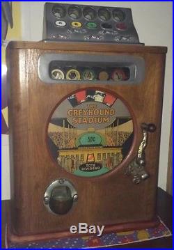 Antique Slot Machine Greyhound Stadium Dog Racing Coin Op Gambling Wheel